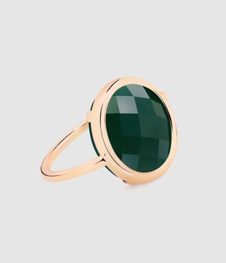 Ginette NY Bague Pixie Agate Baby Disque Verte