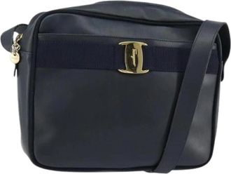 Ferragamo Pre-owned Leather Shoulder Bag - Dames - Vintage Schoudertas - Blauw - ONE Size - Leer - Vintage