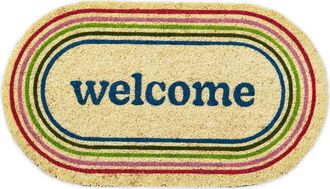 Tag Welcome Shaped PVC Coir Door Mat Multicolor Easy to Clean in Multicolored at Nordstrom, Size Medium