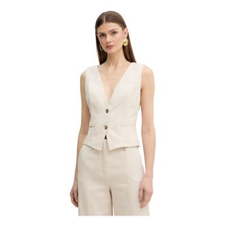 Fracomina Gilet con Bottoni Scollo a V - - Jackets - Donna - Bianco - L