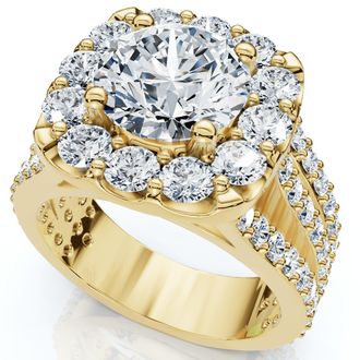 Pompeii3 Certified 4Ct Diamond 3-Row Engagement Ring 14k Gold Lab Grown
