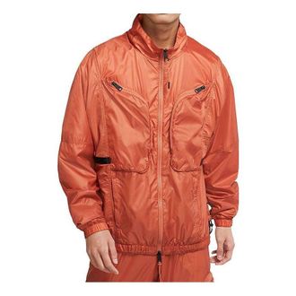 Air Jordan Mens Air Jordan SS22 Solid Color Zipper Stand Collar Jacket Autumn Orange DM1864-872