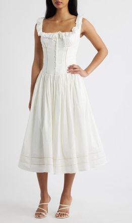 House of CB Phoebe Stretch Cotton Broderie Dress in White at Nordstrom, Size X-Small