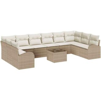 vidaXL Conjunto De Sof&aacute; De Jard&iacute;n Con Coj&iacute;n 11 Pcs Beige, Crema Vidaxl