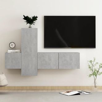 Berkfield Home 3 Piece TV Cabinet Set Concrete Grey Engineered Wood