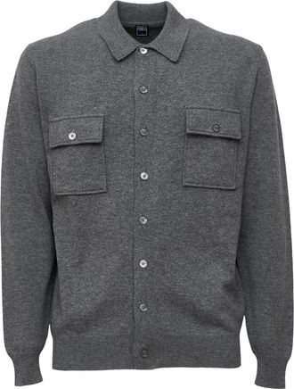 Fedeli Niky Overshirt - Heren - Cashmere truien - Grijs - M - Kasjmier - Truien & Vesten