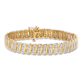Ross-Simons Diamond Link Bracelet in 18kt Gold Over Sterling