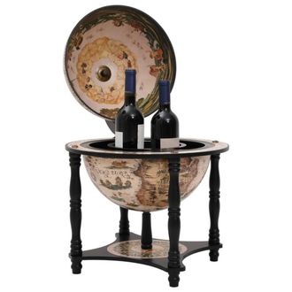 Berkfield Home Globe Bar Wine Stand Black Solid Wood Eucalyptus