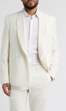 Jack Victor Ellis Double Breasted Ivory Super 120s Wool Dinner Jacket in White at Nordstrom, Size 36Regular
