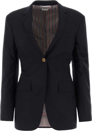 Thom Browne 4-Bar single-breasted wool blazer - women - Wool/Cupro - 42 - Blue