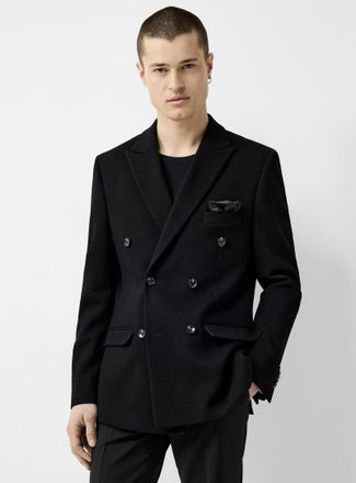 Soul of London Mens Honeycomb texture double-breasted Blazer Jacket