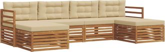vidaXL Conjunto De Sof&aacute;s De Exterior 6 Uds. Natural Y Beige Vidaxl