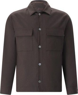 Windsor Casual Overhemden - Heren - Casual Overhemden - Bruin - S - Wol - Overhemden