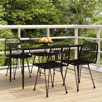 Berkfield Home 5 Piece Garden Dining Set Black Poly Rattan