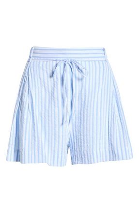 Splendid Madalyn Striped Shorts in White/Azure Blue at Nordstrom, Size X-Small