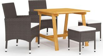 vidaXL Juego De Comedor De Jard&iacute;n De 5 Piezas Marr&oacute;n Vidaxl