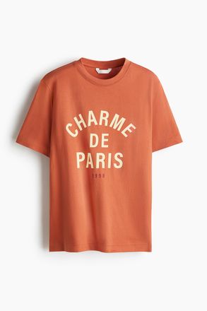 H&M T-Shirt mit Print - Orange/Paris
