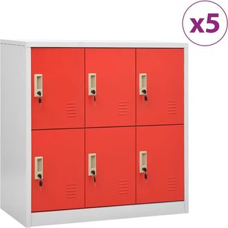 vidaXL Vidaxl - Armarios Taquilla 5 Uds De Acero Gris Y Rojo 90x45x92,5 Cm