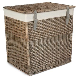 Red Hamper Cotton Lined Boutique Antique Wash Laundry Basket in Grey