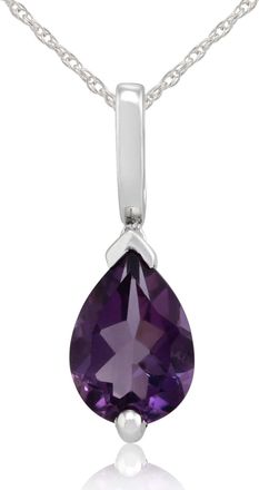 Gemondo Classic Pear Amethyst Pendant in 9ct White Gold