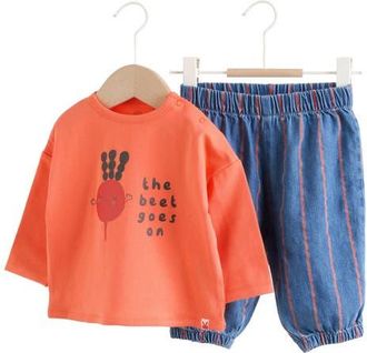 Next Beet Goes On Long Sleeve T-Shirt & Pants Set in Red at Nordstrom, Size 9-12M