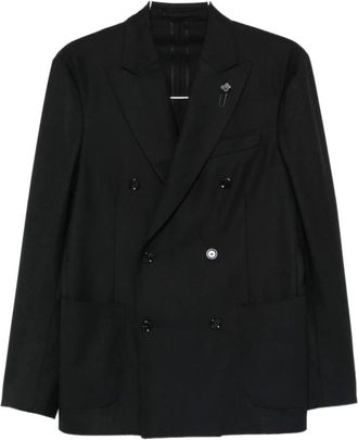 Lardini Jassen, Heren, Zwart, L, Wol, Abiti Nero Suit