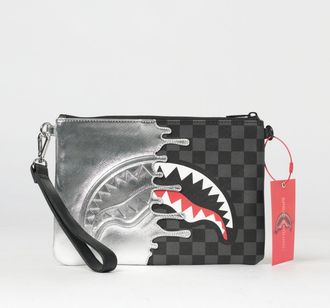 Sprayground Pouch in cotone spalmato saffiano a scacchi con logo