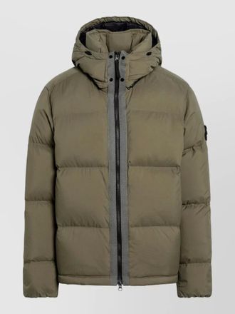 Stone Island hooded jacket elastic cuffs long sleeves quilted