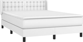 vidaXL Vidaxl - Cama Box Spring Con Colch&oacute;n Cuero Sint&eacute;tico Blanco 140x200cm