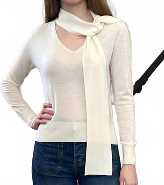 Nili Lotan Ayla Merino Wool Tie Neck Sweater In Ivory