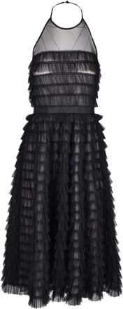 Pinko Ruche Tule Jurk met Ritssluiting - Dames - Casual kleedjes - Zwart - L - Tule - Kleedjes