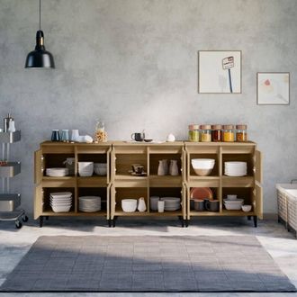 Berkfield Home Sideboards 3 pcs Sonoma Oak 60x35x70 cm Engineered Wood in Light Tan | Size: 60 x 35 x 70 cm