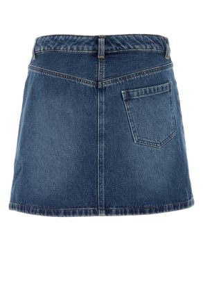 A.P.C. Womens Denim Moss Mini Skirt Washedindigo Exterior: Cotton Gonne