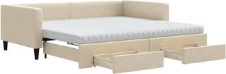 vidaXL Vidaxl - Sof&aacute; Cama Nido Con Cajones Tela Color Crema 100x200 Cm