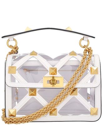 Valentino White Leather Roman Stud Bag Transparent, Never Carried (Authentic Pre-Loved)