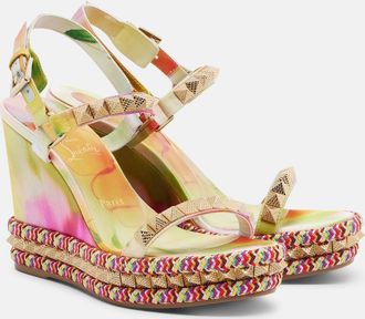 Christian Louboutin Pyra Clou studded floral chin&eacute; espadrille wedges