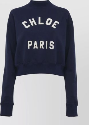 Chlo&eacute; cotton mock-neck cropped sweatshirt