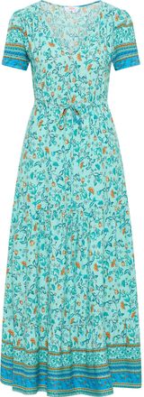 Usha Maxi-jurk met bloemenprint Dames Turkoois Veelkleurig