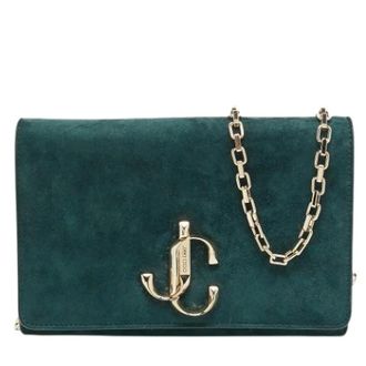 Jimmy Choo London Pre-owned Suede Clutch - Dames - Pre-owned - Groen - Maat: ONE Size Su&egrave;de
