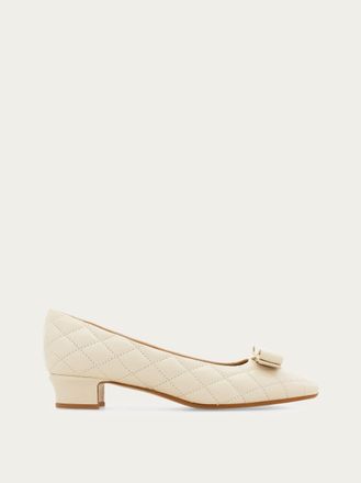 Ferragamo Donna D&eacute;collet&eacute; fiocco Vara trapuntata Bianco Taglia 35.5