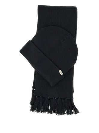 Sun 68 micro-ribbed beanie and scarf set - men - Merino/Acrylic - One Size - Black