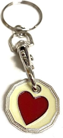 Generic New £1 Coin 2pc x Red heart KeyRing Shape Locker Shop Market Supermarket Pound Coin Keychain Hook Reusable Handy Pound Token Locker Troley Aroonz