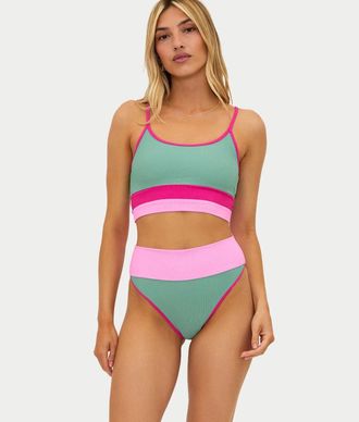 Beach Riot Womens Beach Riot Emmy Bikini Bottom Multi Colorblock High-Waisted GBO1244