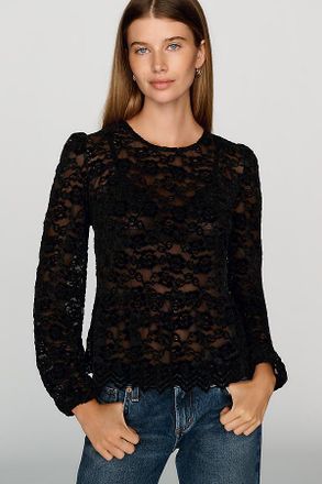 Dolan Sheer Lace Peplum Top