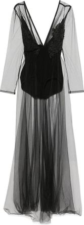 Alchemy x By Lia Aram body met bloemenkant - Zwart