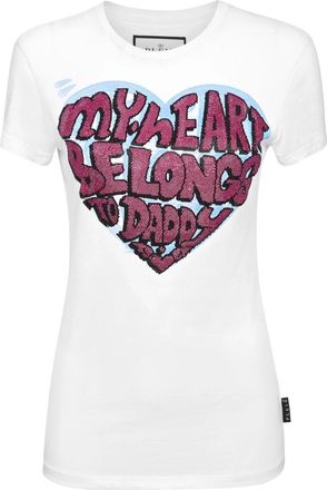 Philipp Plein T-Shirt Pure met Kristallen - Dames - T-shirts - Wit - S - Katoen - Tops