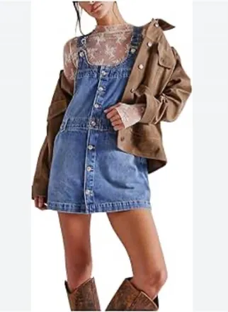 Free People Edie Short Overall In Denim