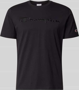 Champion T-Shirt mit Label-Stitching mit Rundhalsausschnitt in Beige, Gr&ouml;&szlig;e XXL