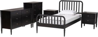 Baxton Studio Lucera Mid-Century Full Size 5Pc Bobbin Bedroom Set