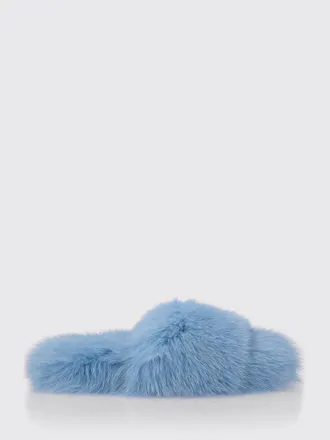 Philipp Plein Solid Colour Fur Slide Sandals with a Low Heel